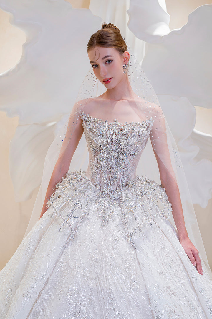 A-line Crystal Embellished Dress