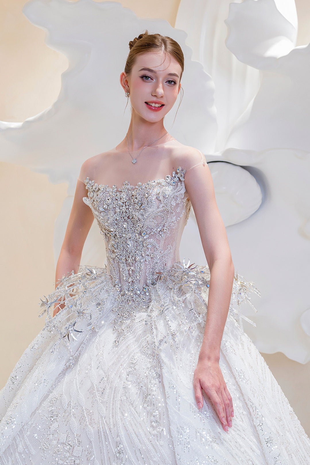 A-line Crystal Embellished Dress