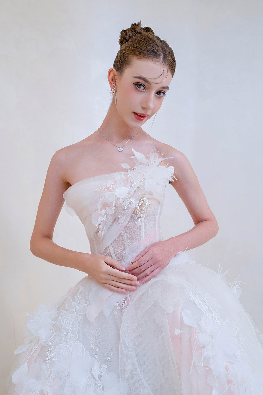 Strapless 3D Floral Dress