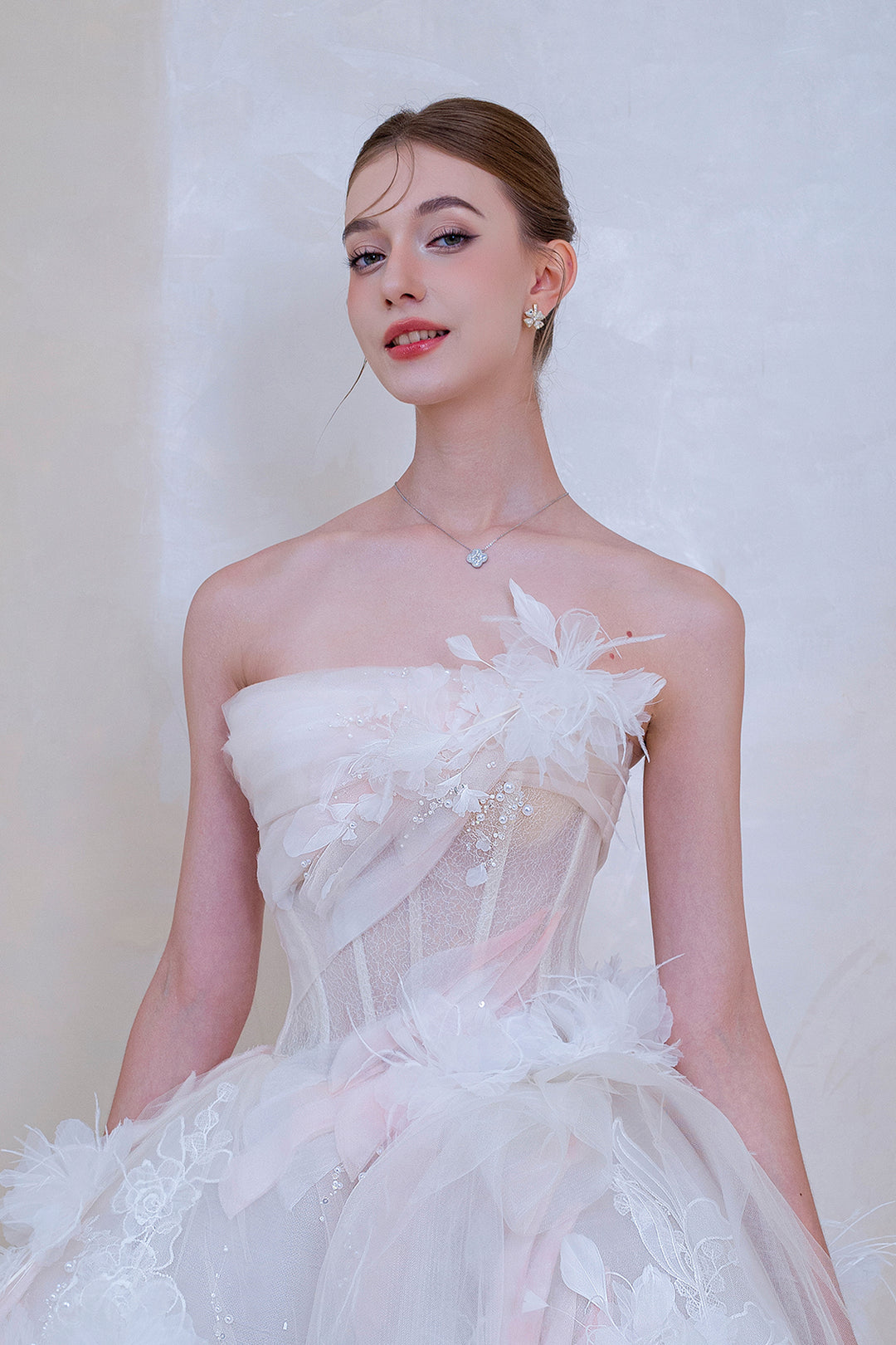 Strapless 3D Floral Dress