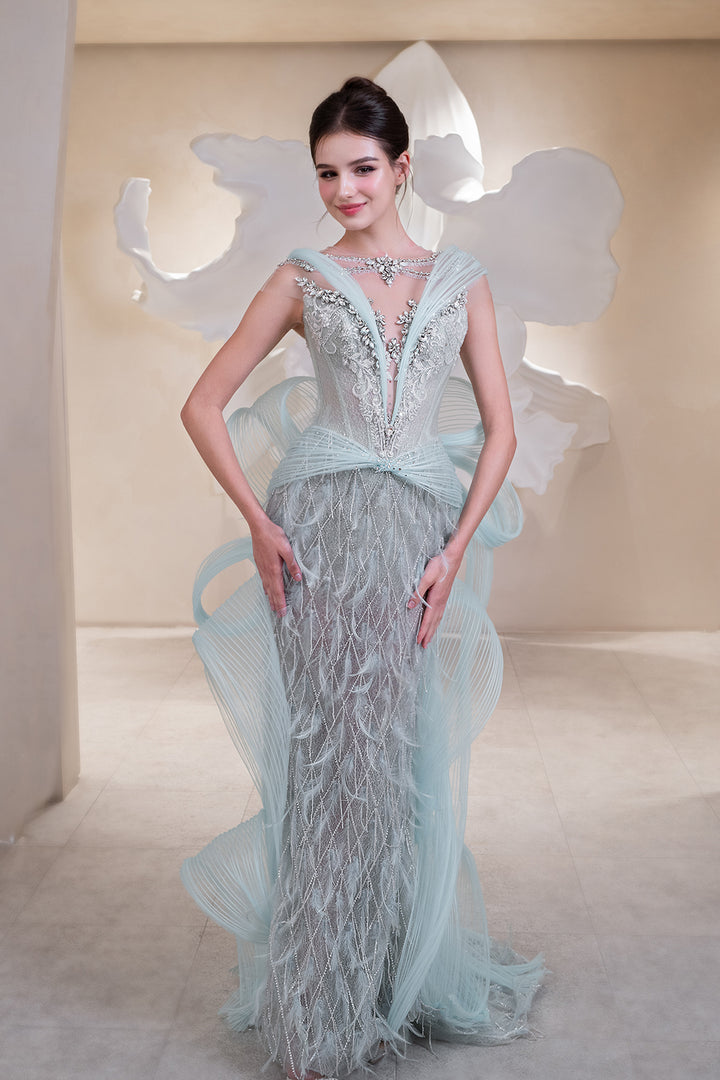 Off-The-Shoulder Neckline with 3D floral Design