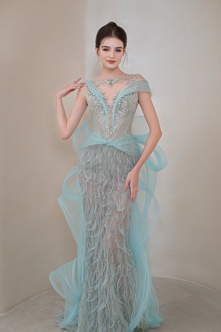 Off-The-Shoulder Neckline with 3D floral Design