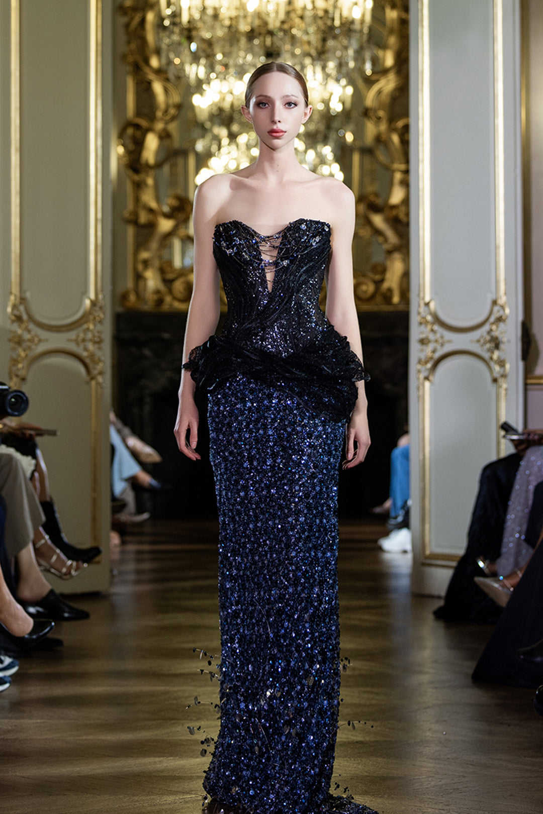 Structured Beadwork Strapless Dress