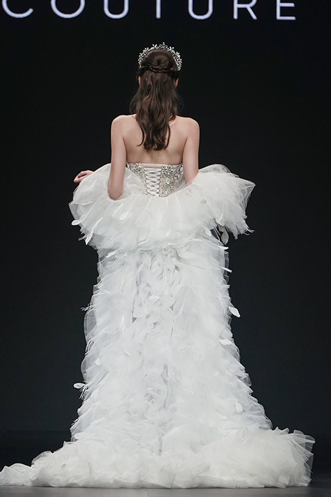 Stunning Strapless Dress with Tulle Cape