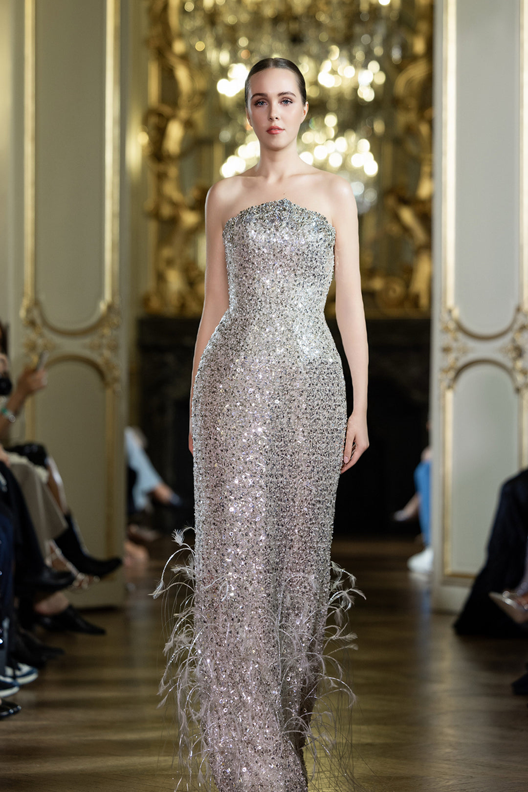 Beaded Crystal-Texture Column Dress