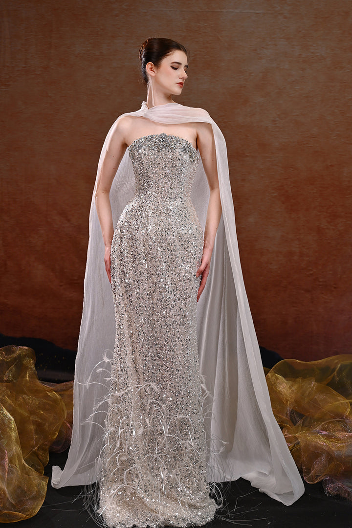 beaded crystal dress Luxury Beaded Crystals Mermaid Prom Dresses Glitter Sequin Birthday Party Dress