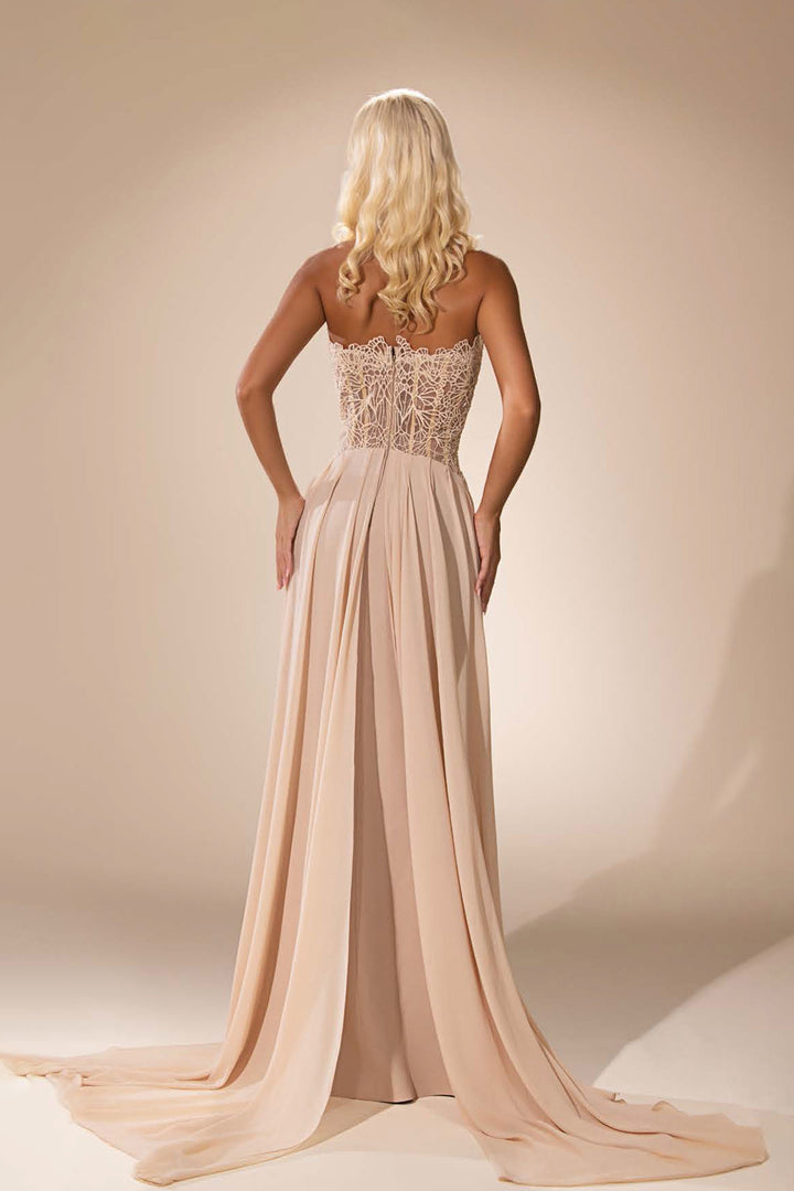 Strapless Maxi Dress with Train