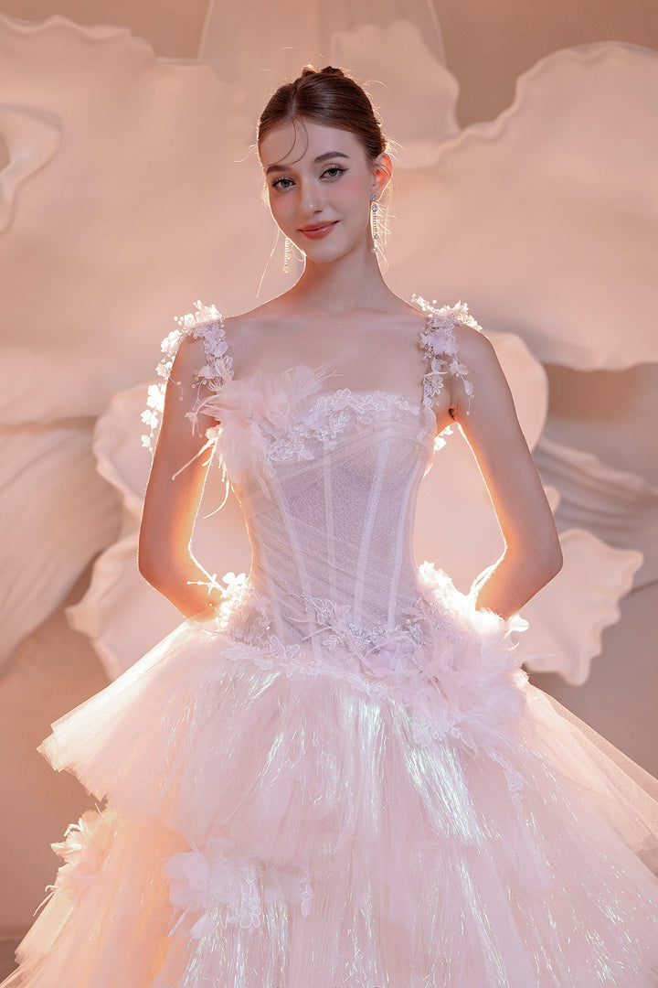 Ruffled Tulle A-Line Dress