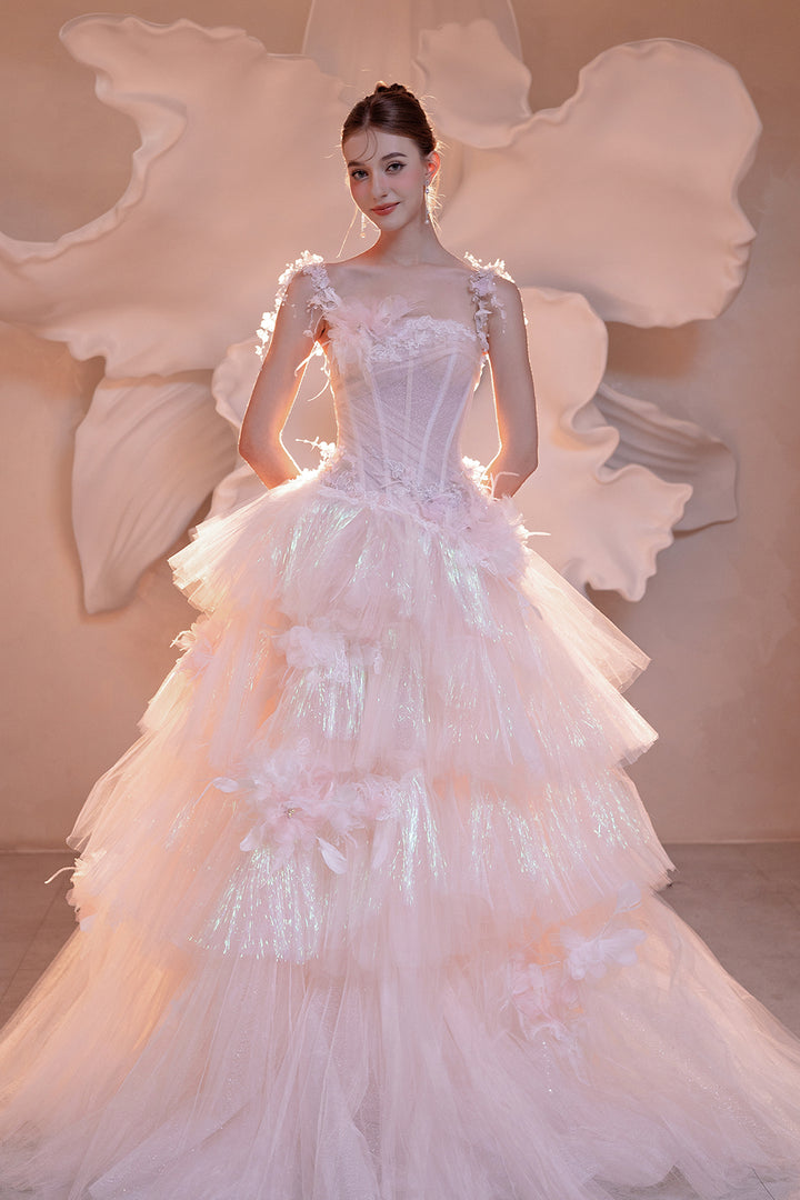 Ruffled Tulle A-Line Dress