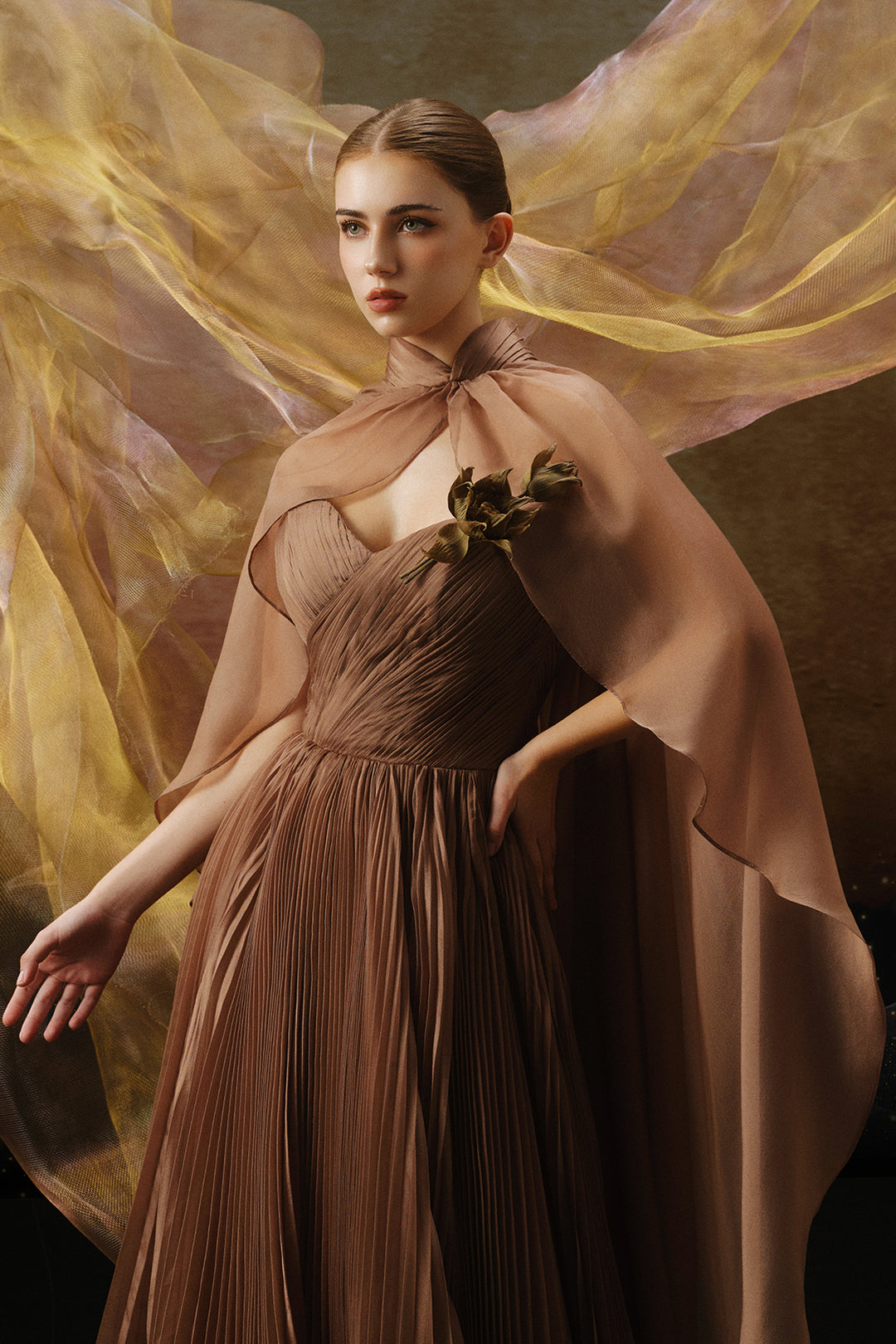 A-Line Cape Dress Brown / FR 46 A-Line Cape Dress Brown / FR 46