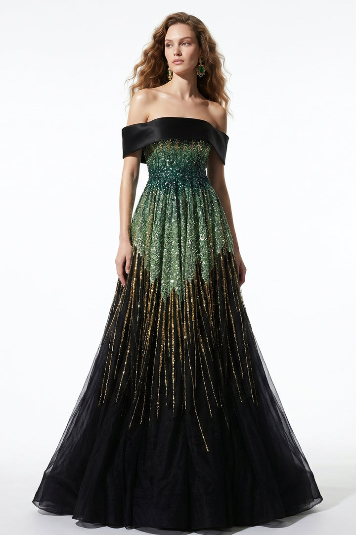 Tulle Off-Shoulder Long Dress