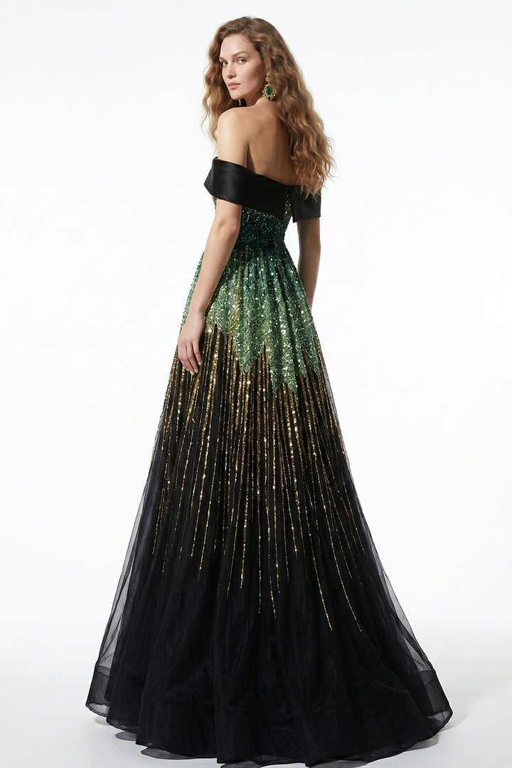 Tulle Off-Shoulder Long Dress