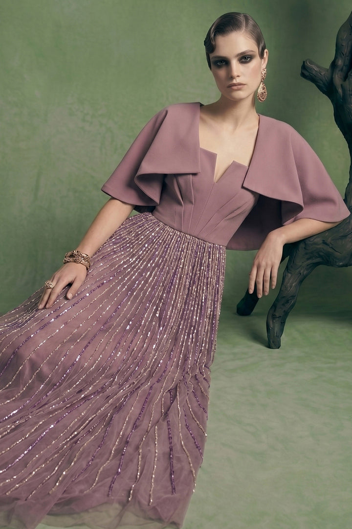 Tailored A-Line Dress with Notched Square Neckline