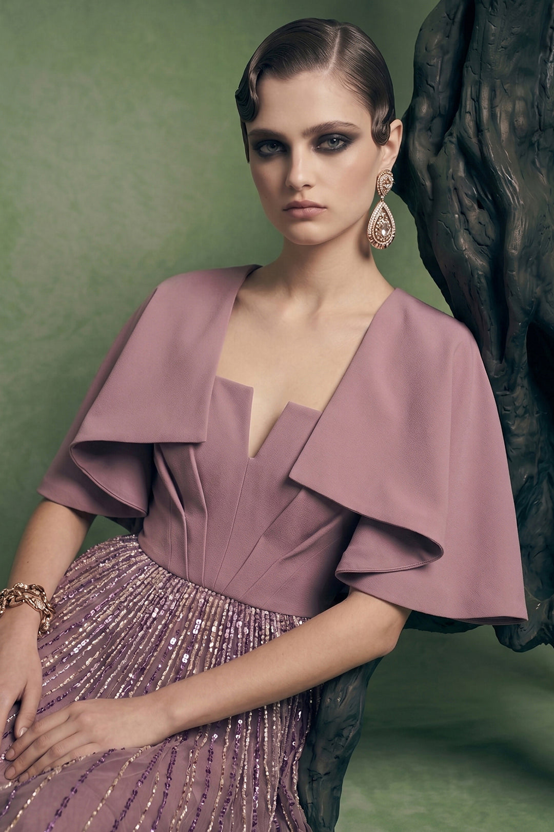 Tailored A-Line Dress with Notched Square Neckline