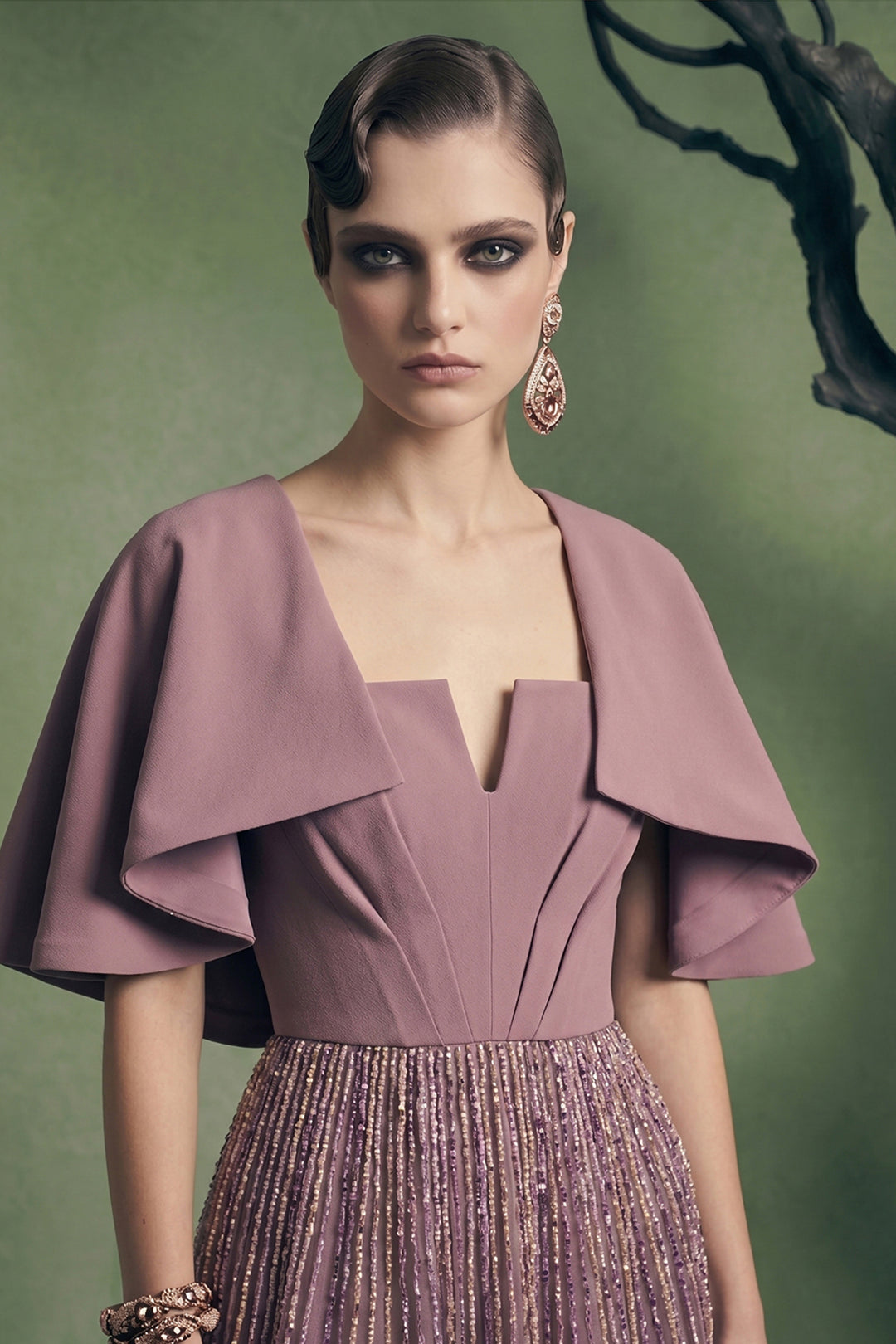 Tailored A-Line Dress with Notched Square Neckline