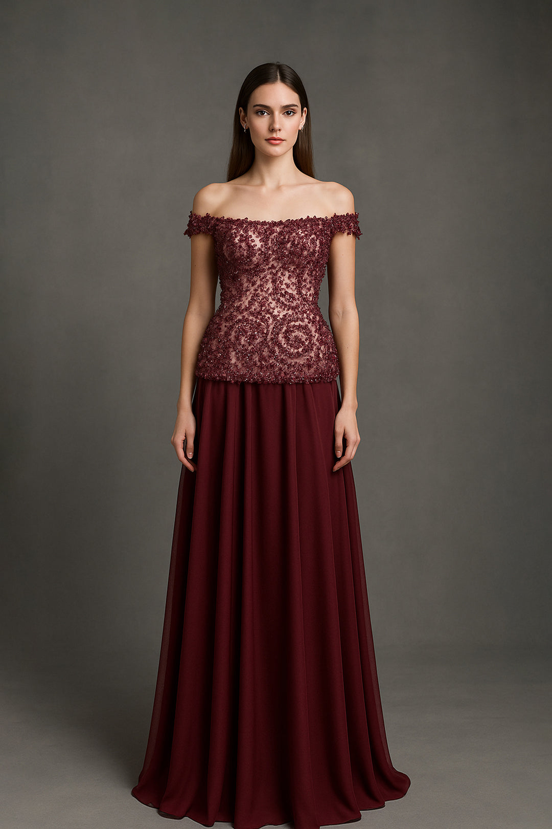 Beaded Off-The-Shoulder Dress