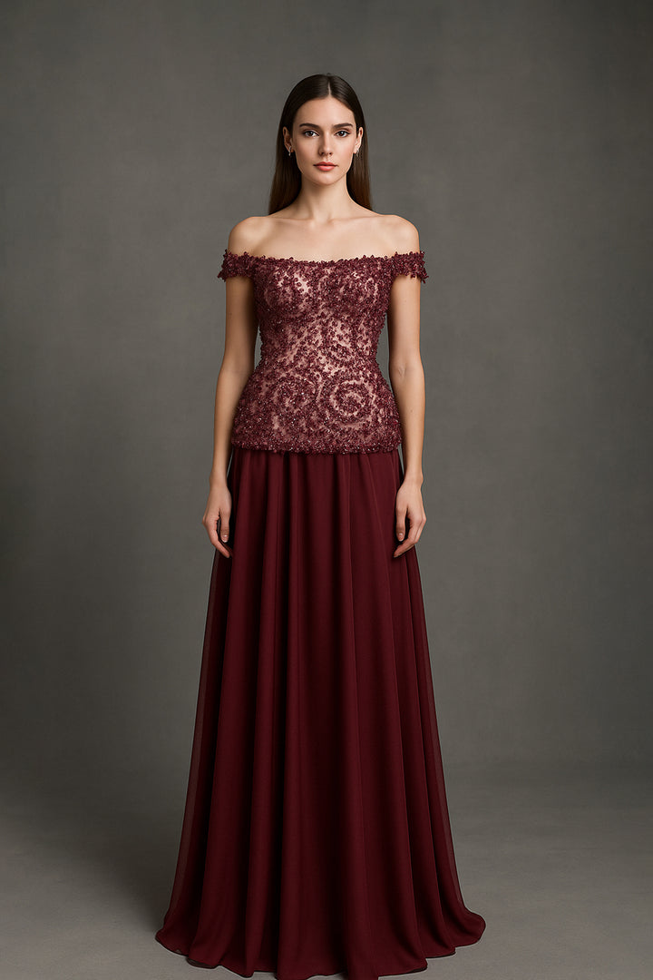 Beaded Off-The-Shoulder Dress