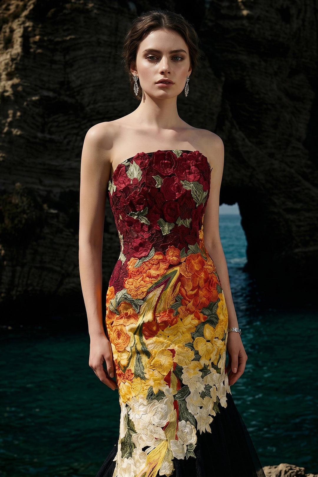 Mermaid Bodice with Floral Appliqué