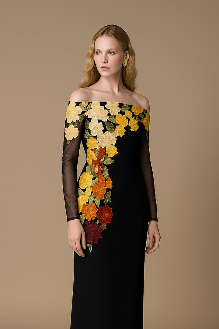 Off-The-Shoulder Neckline Column Dress