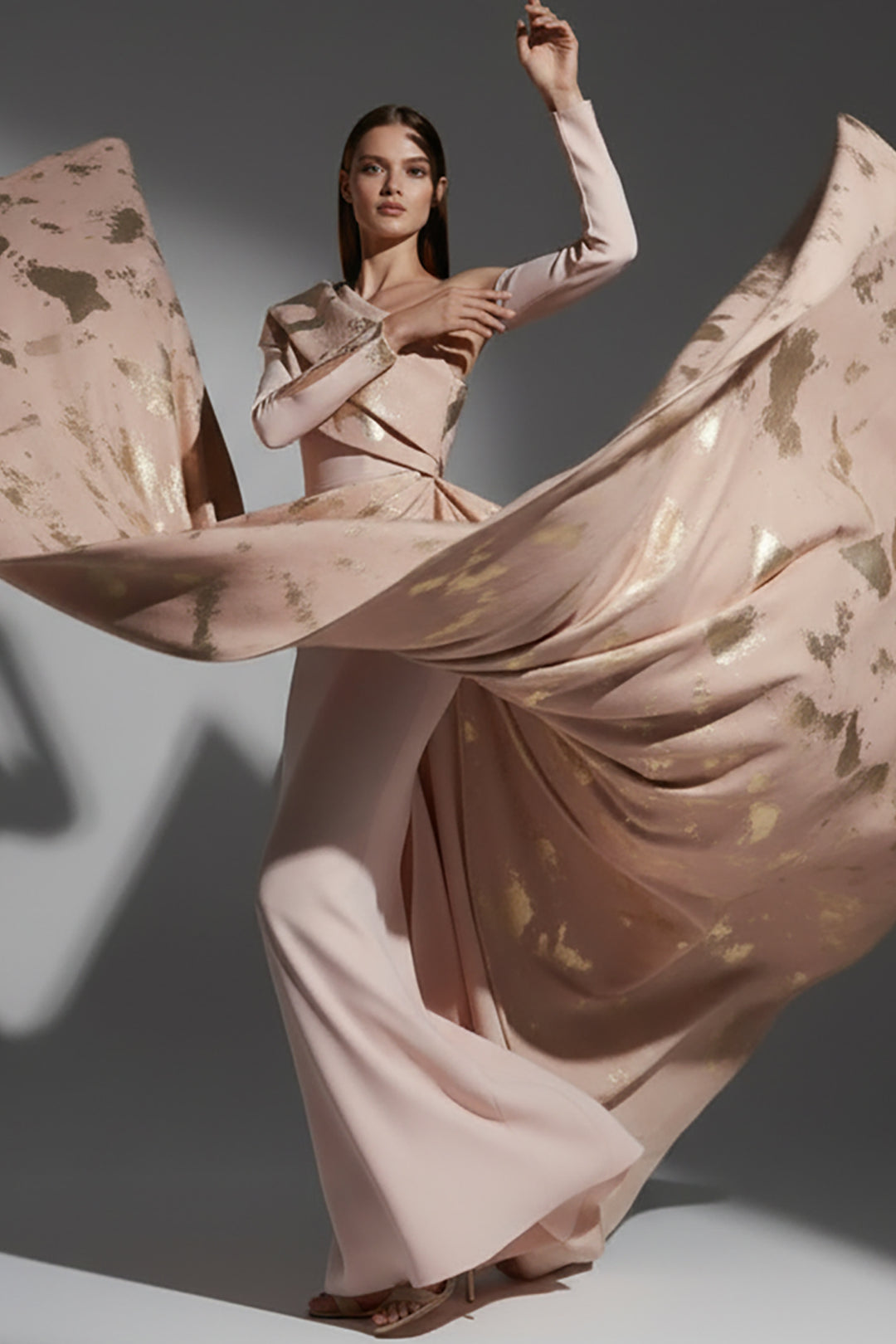 One-Shoulder Dress with Jacquard