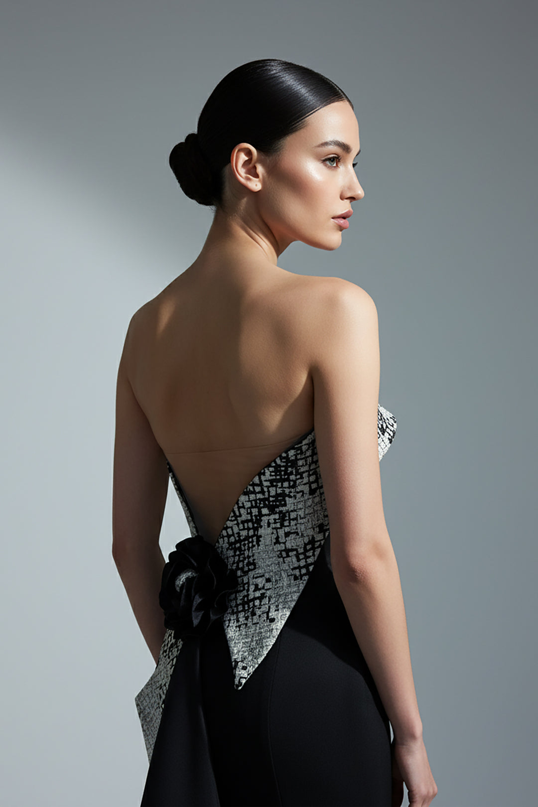 Satin Strapless Mermaid with Jacquard Accents