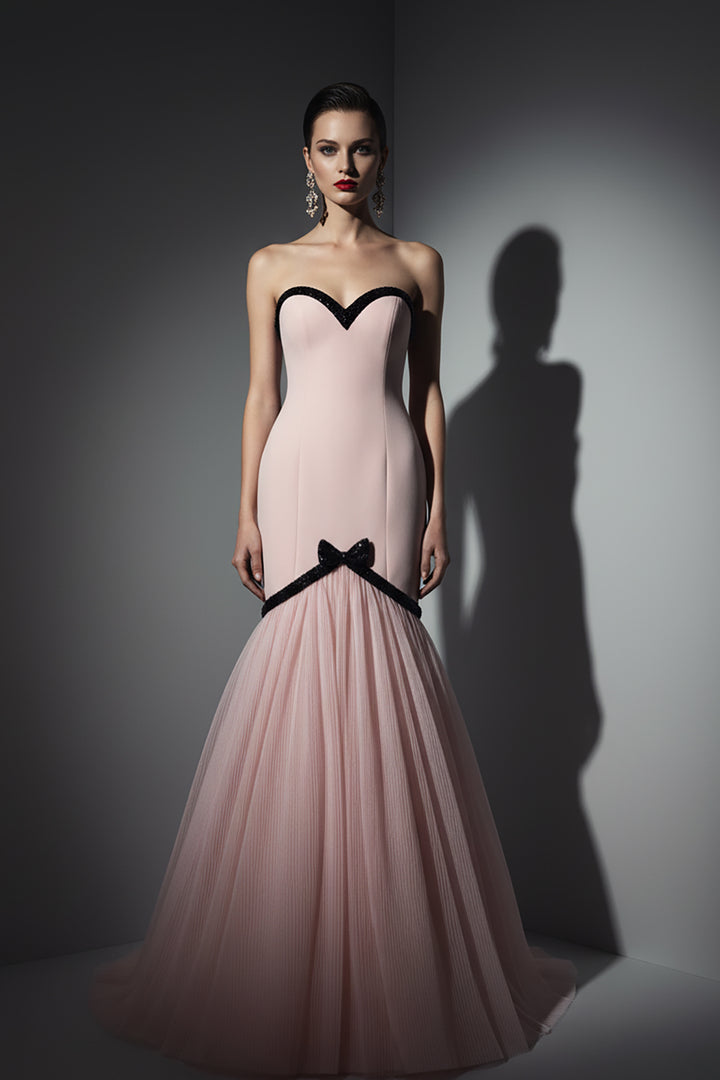 Strapless Dress with Beaded Bodice and Tulle Mermaid