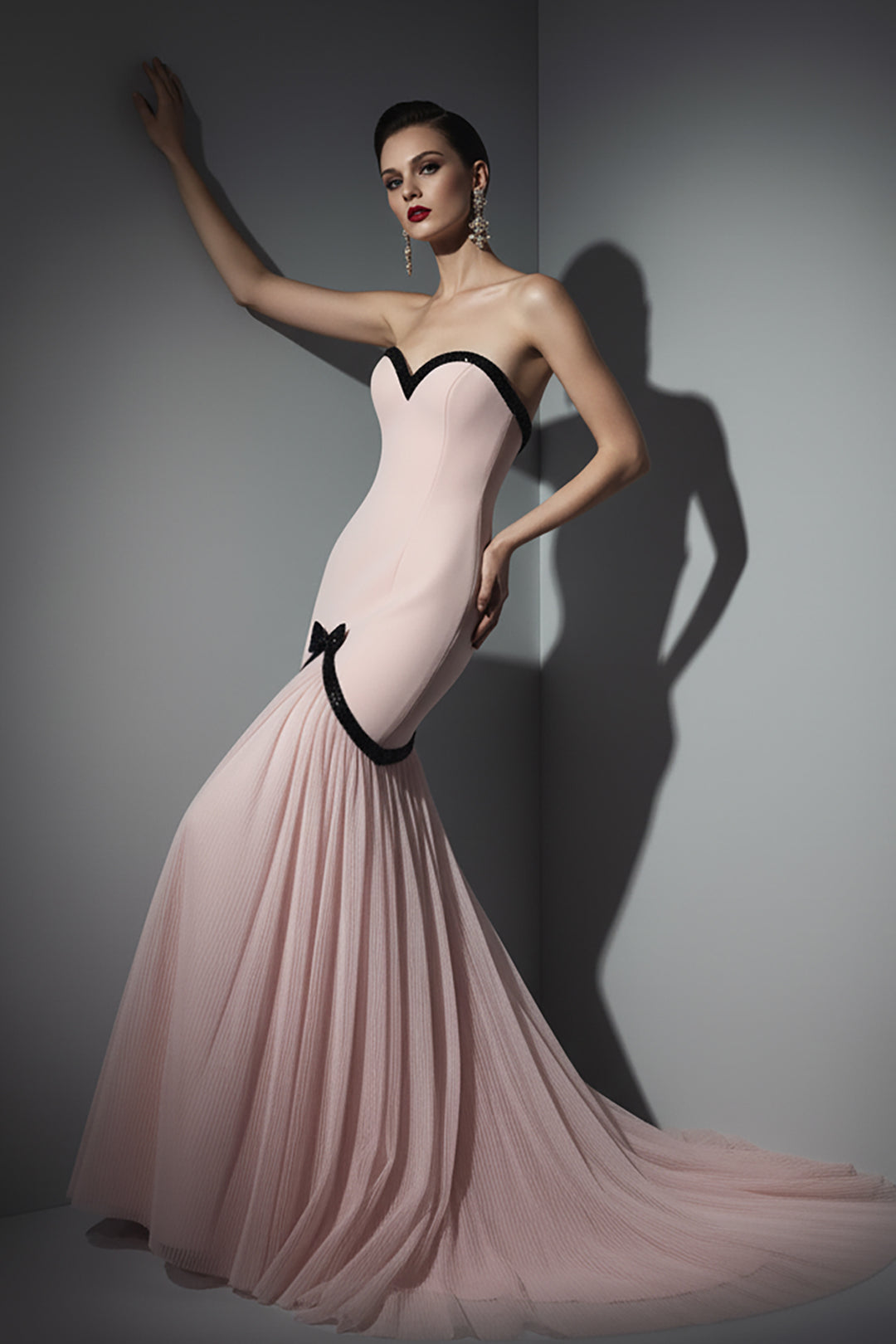 Strapless Dress with Beaded Bodice and Tulle Mermaid