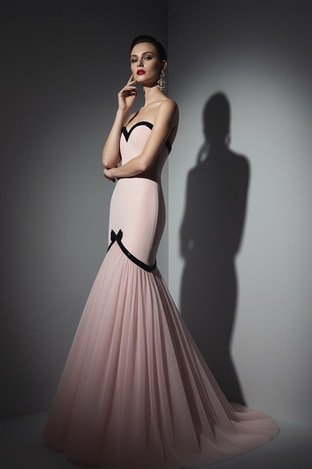 Strapless Dress with Beaded Bodice and Tulle Mermaid