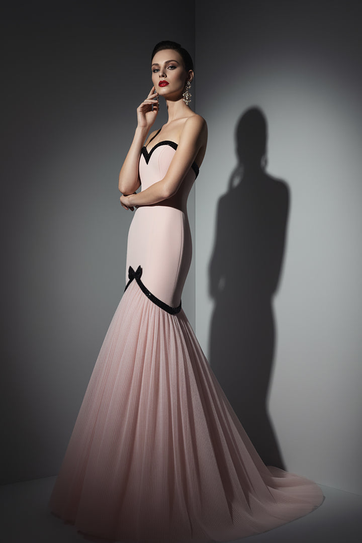 Strapless Dress with Beaded Bodice and Tulle Mermaid