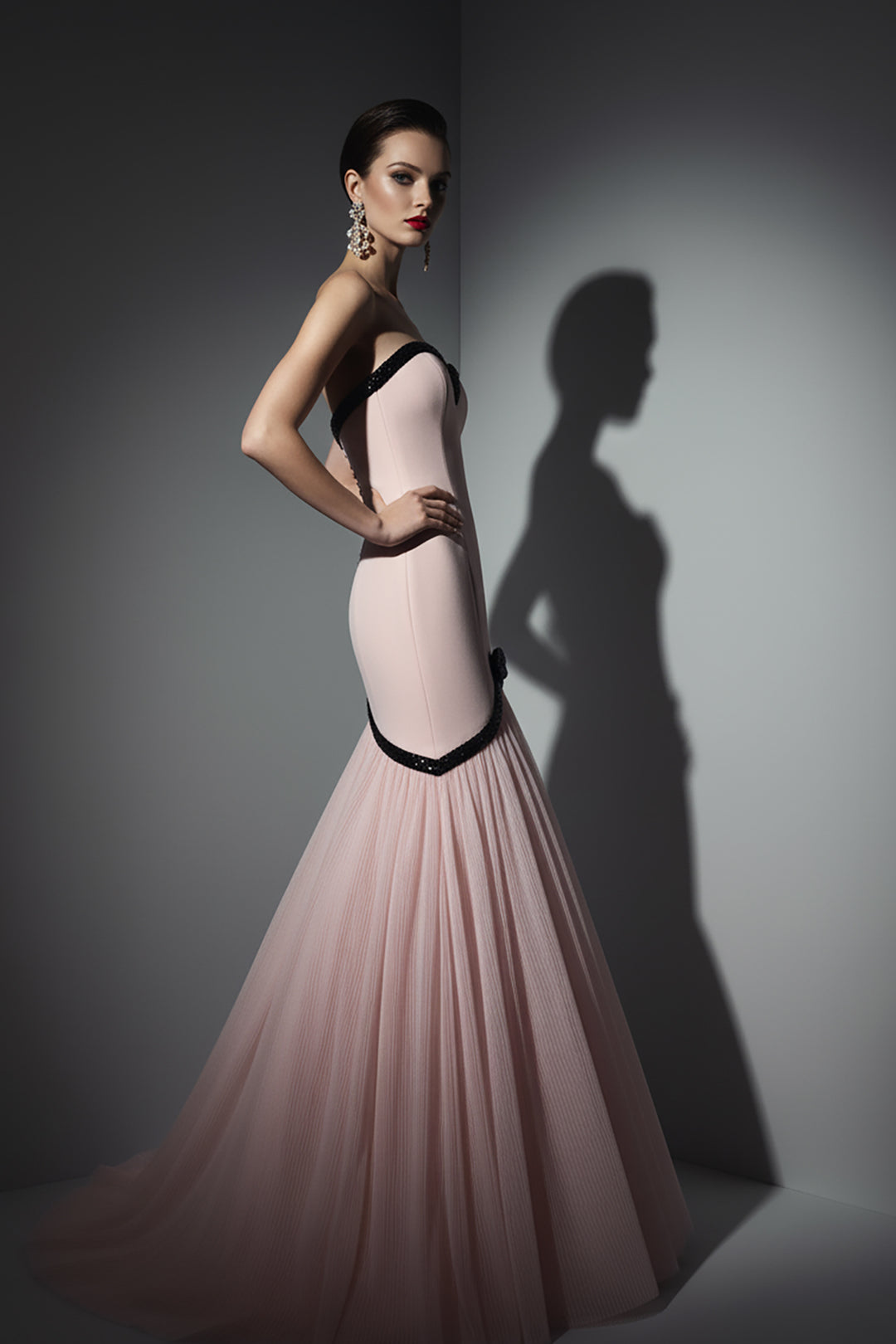 Strapless Dress with Beaded Bodice and Tulle Mermaid