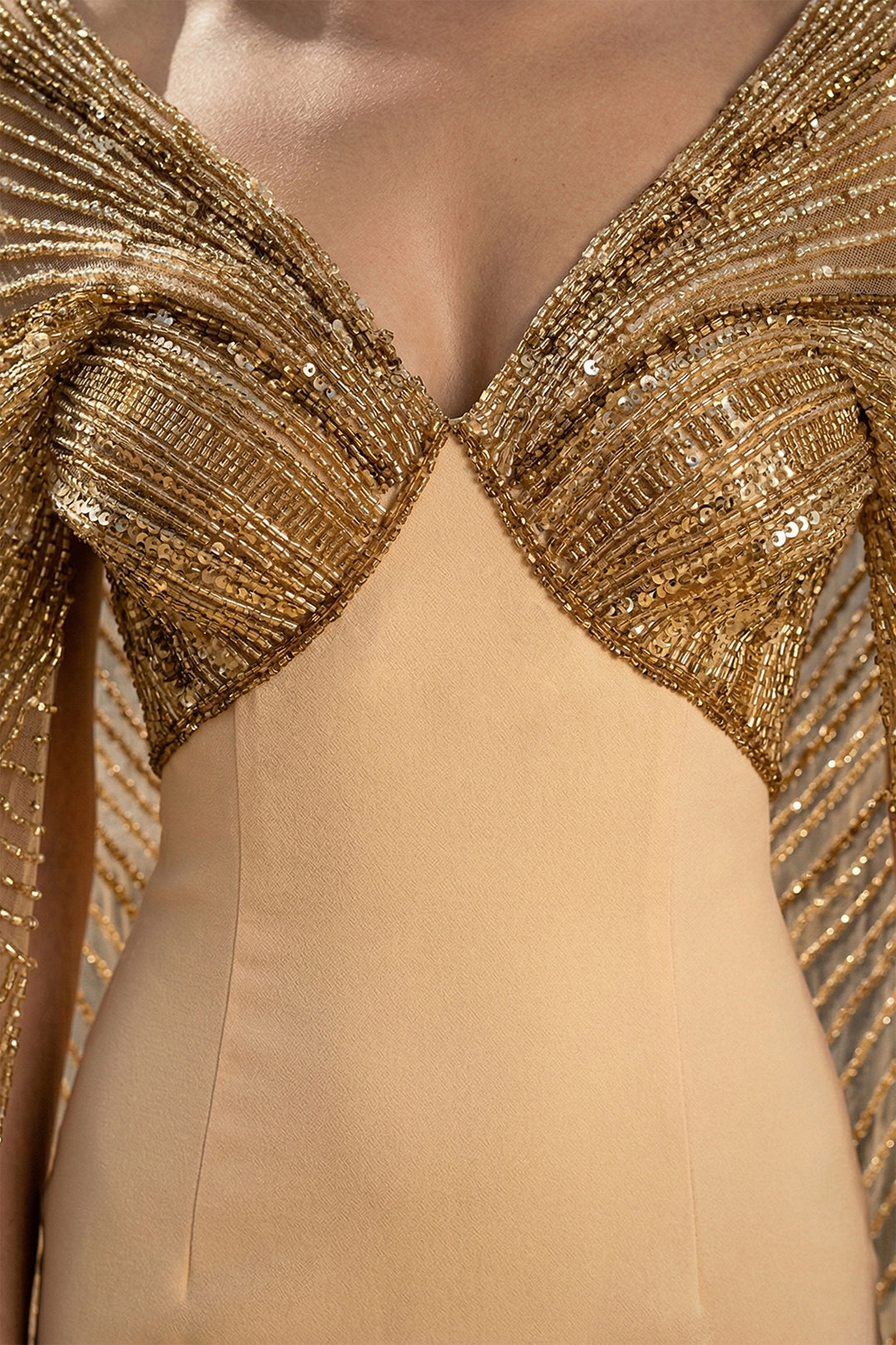 Mermaid Dress with Beaded Chain Cape