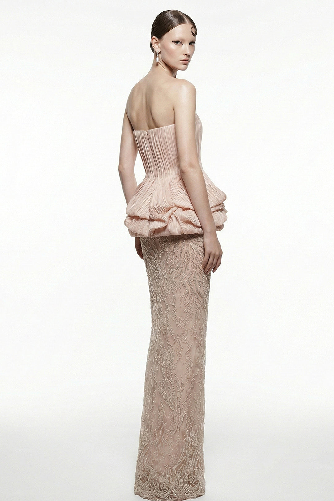Sculpted Plissé Column Dress