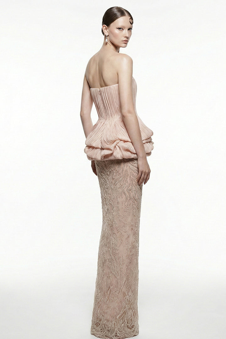 Sculpted Plissé Column Dress