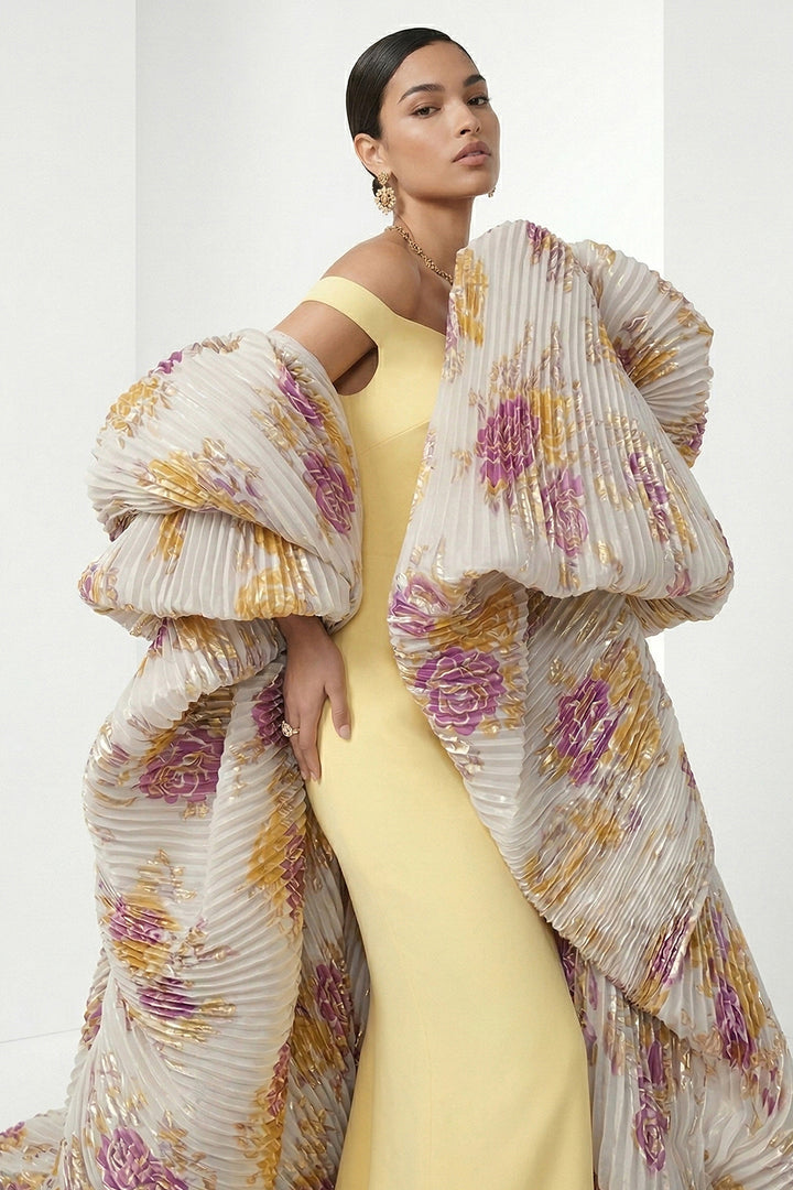 Sculptural Off-The-Shoulder with Column Dress