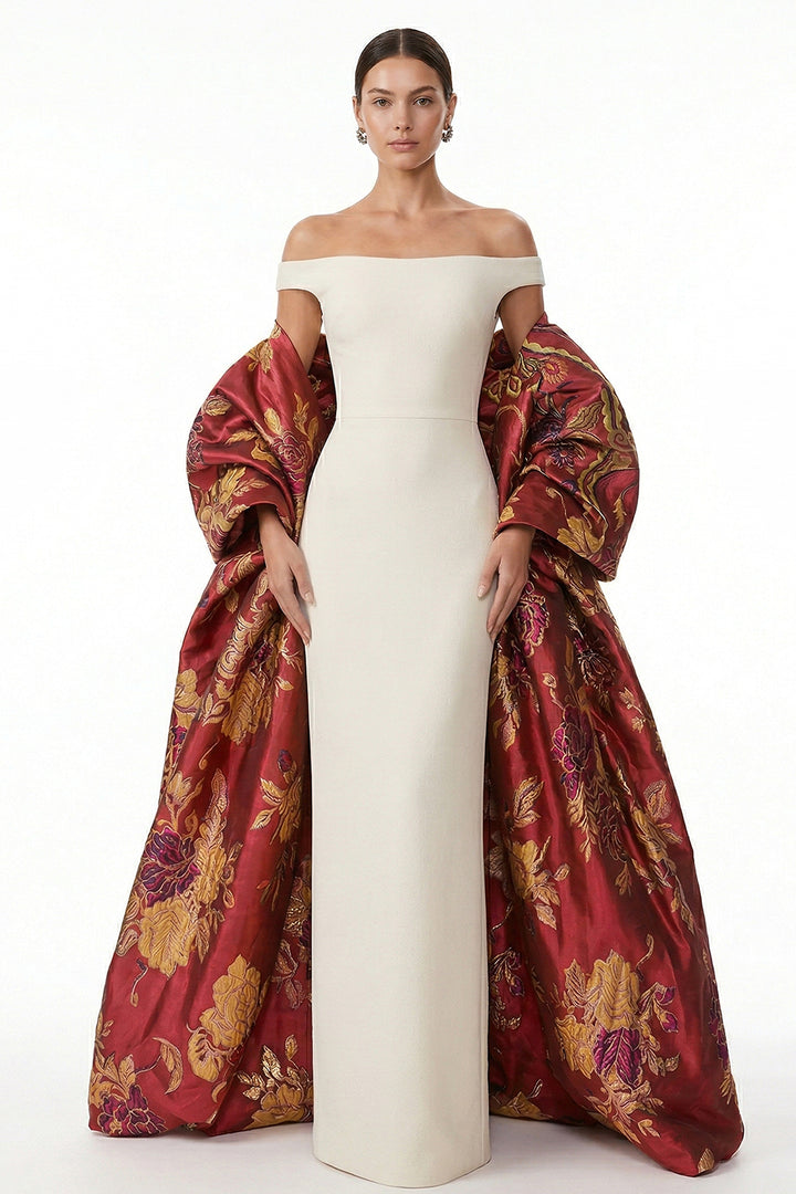 Sculptural Off-The-Shoulder with Column Dress