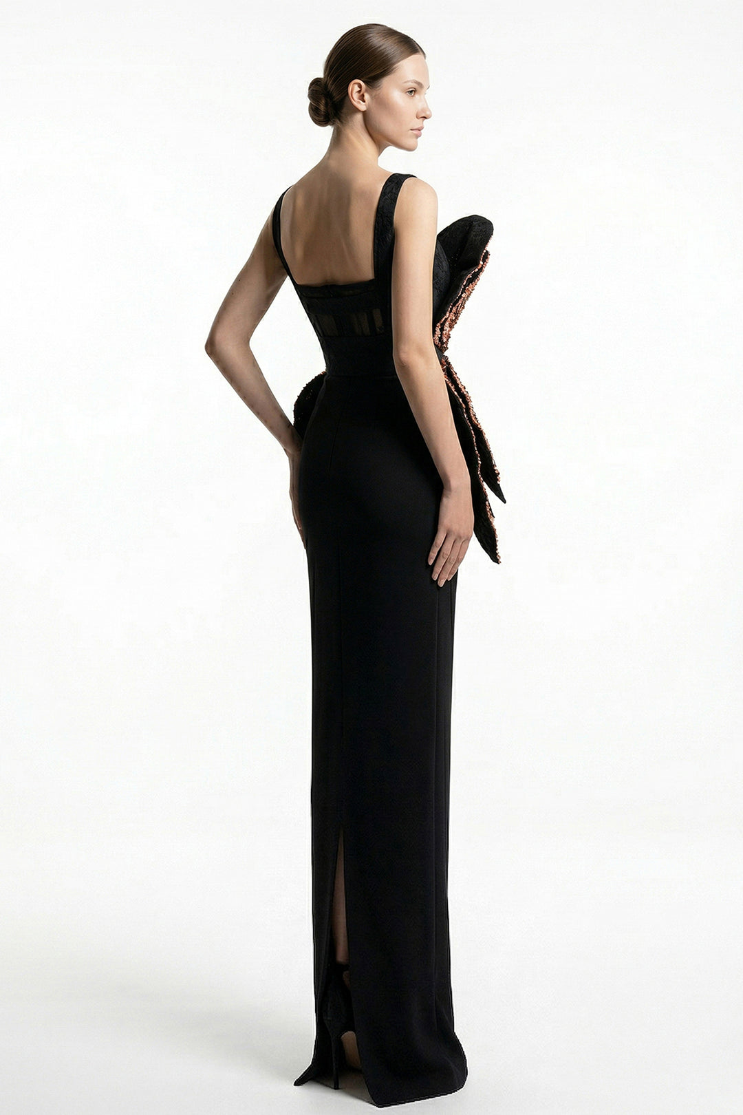 Avant-Garde 3D Sculptural Bodice Column Dress