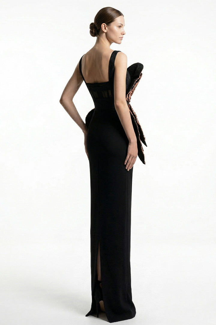Avant-Garde 3D Sculptural Bodice Column Dress