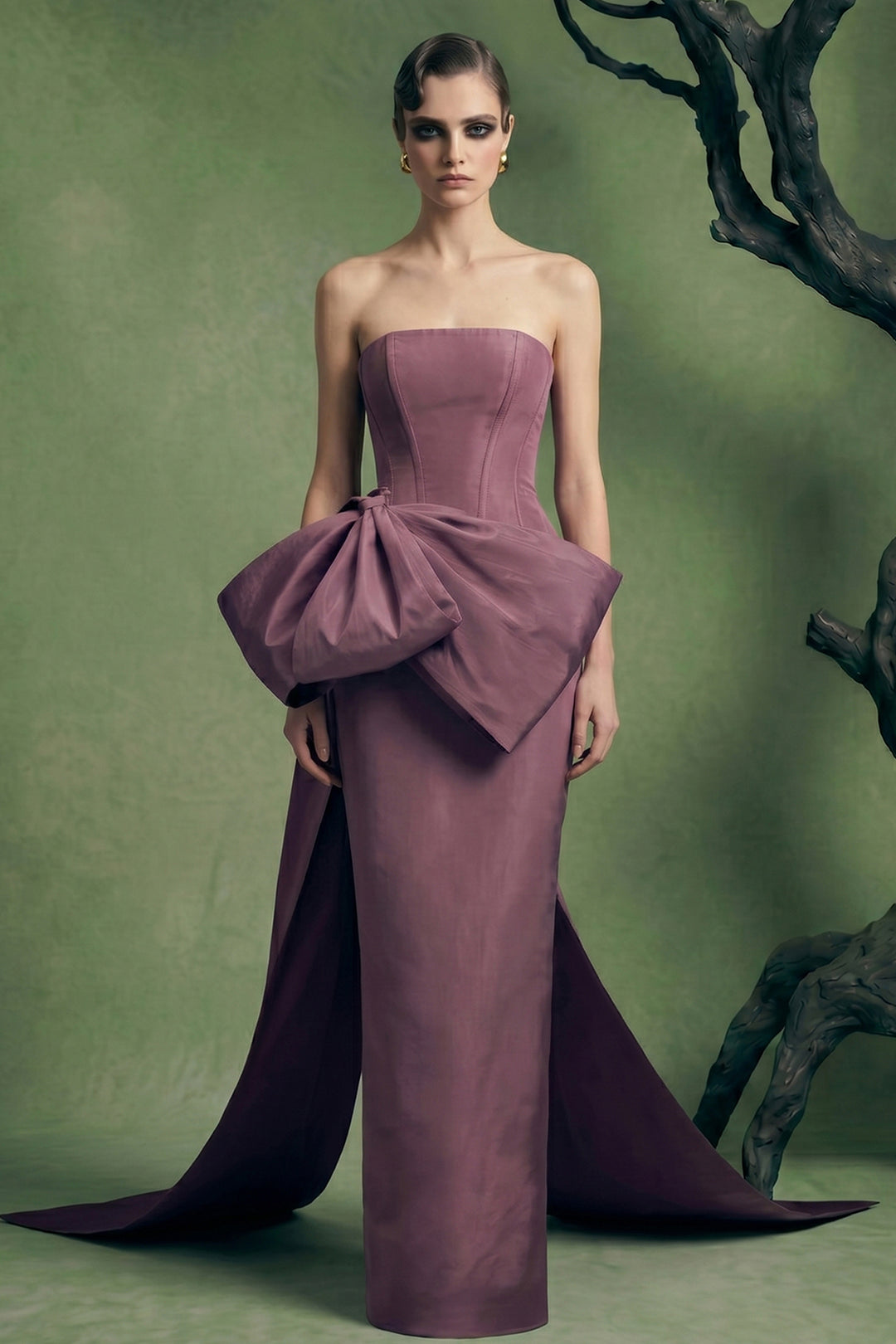 Strapless Column Dress with Straight Neckline