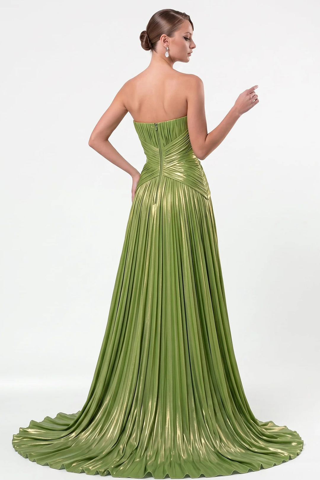 Strapless Neckline with Pleated A-Line Dress