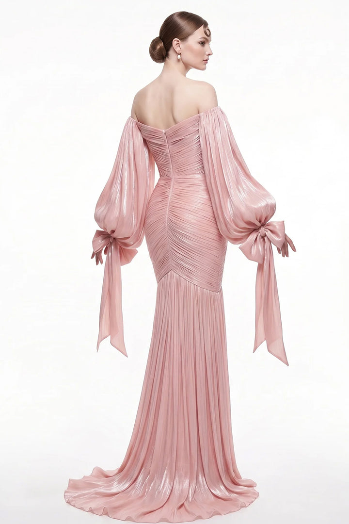 Off-The-Shoulder Sweetheart Mermaid Dress with Bow Sleeves