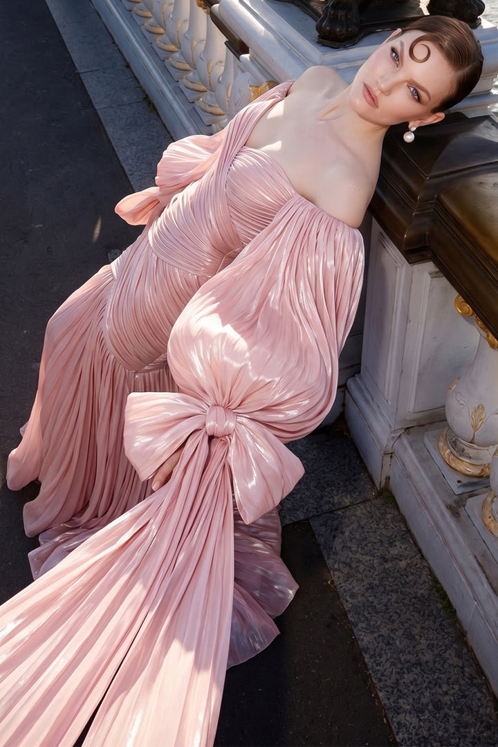 Off-The-Shoulder Sweetheart Mermaid Dress with Bow Sleeves