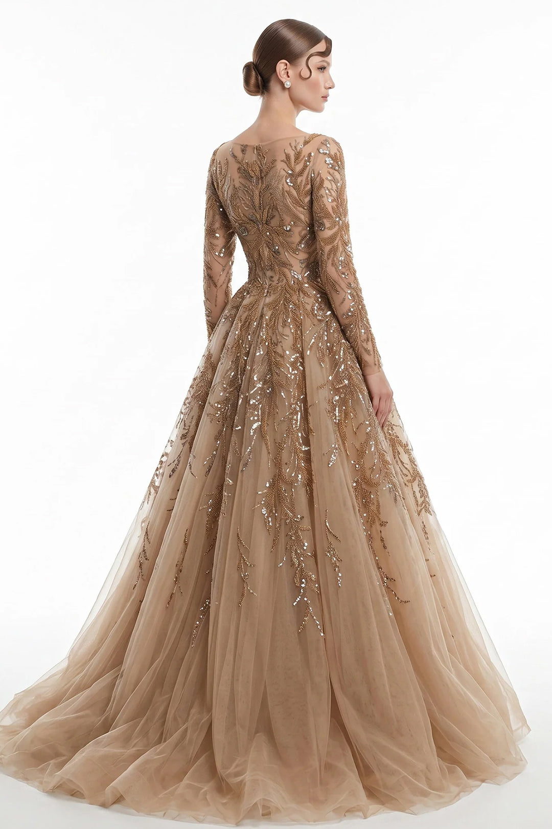 Botanical Long Sleeve Illusion with A-Line Dress