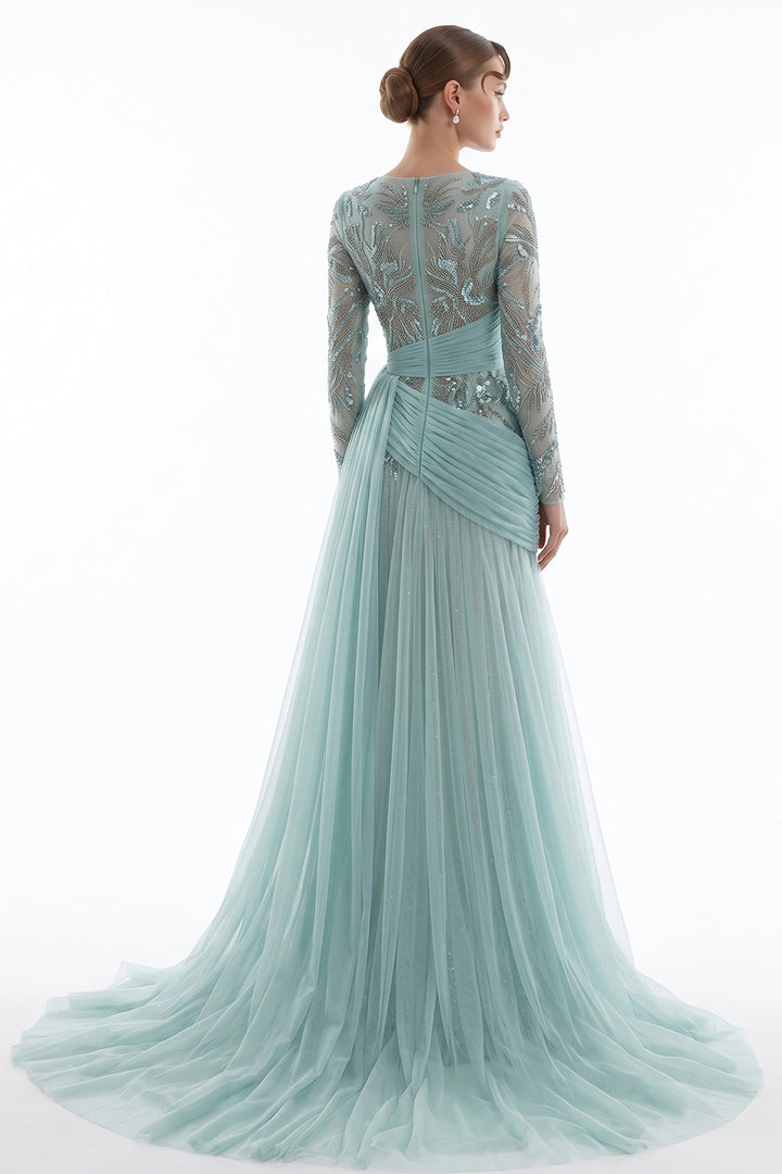 Embellished V-Neckline with A-Line Dress