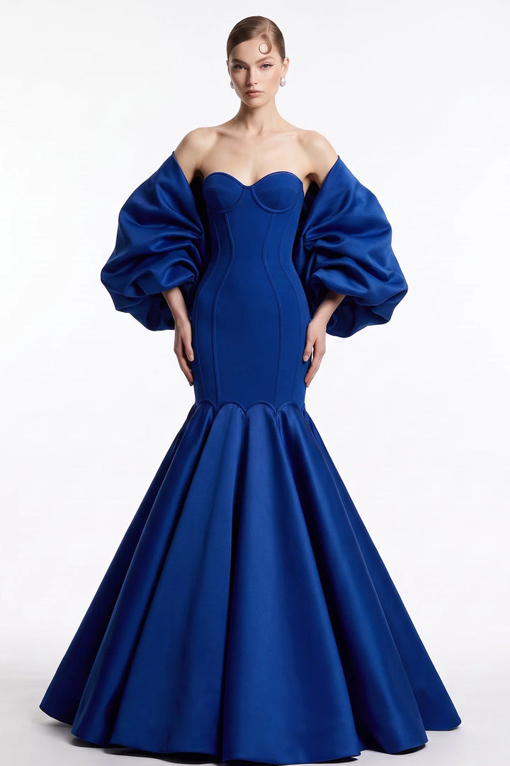 Satin Puff Sleeve with Mermaid Dress