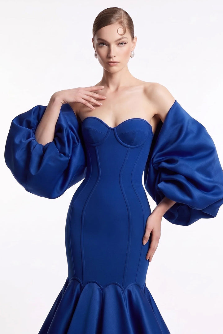 Satin Puff Sleeve with Mermaid Dress