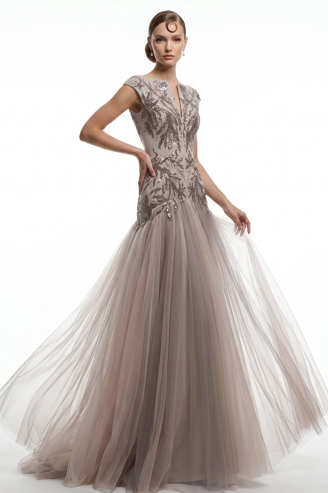 Botanical Beaded with A-Line Dress