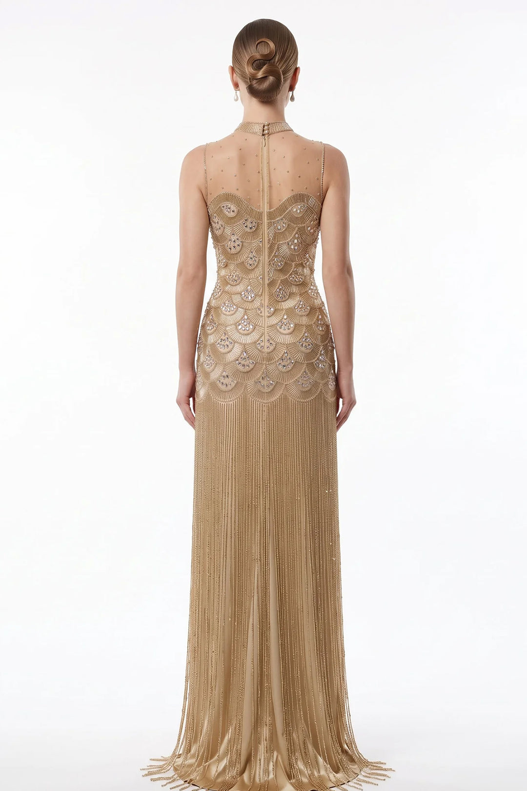 Sleeveless Beaded Column Dress