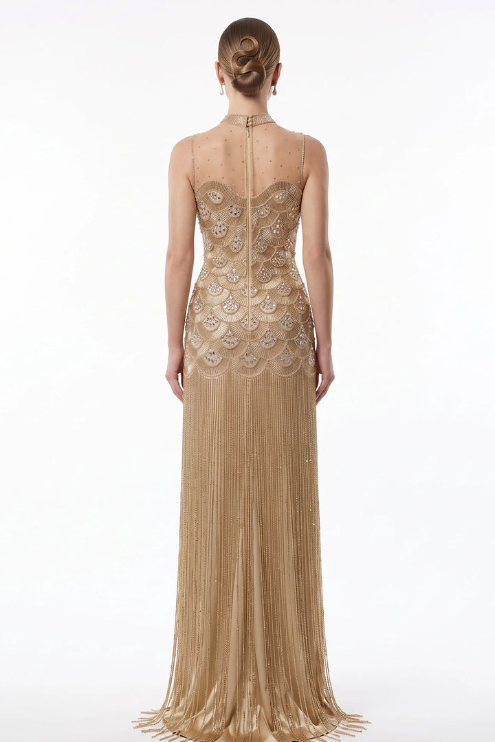 Sleeveless Beaded Column Dress