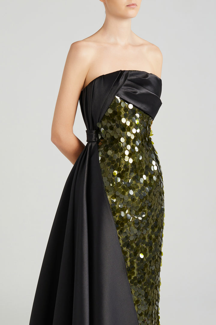 Sequin Taffeta Off-The-Shoulder Dress
