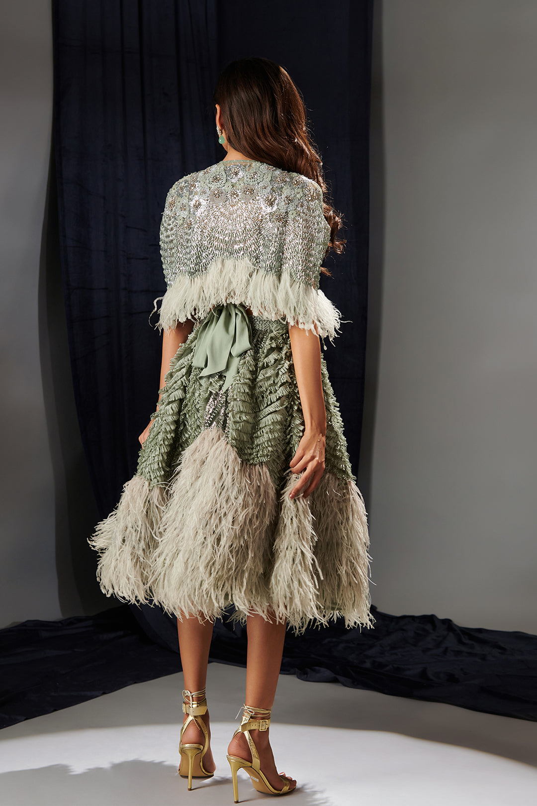 Tulle And Crepe Embroidered Dress Set